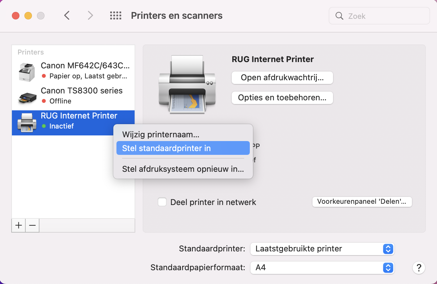 Installeer de RUG Printer voor Mac OS X Help Center